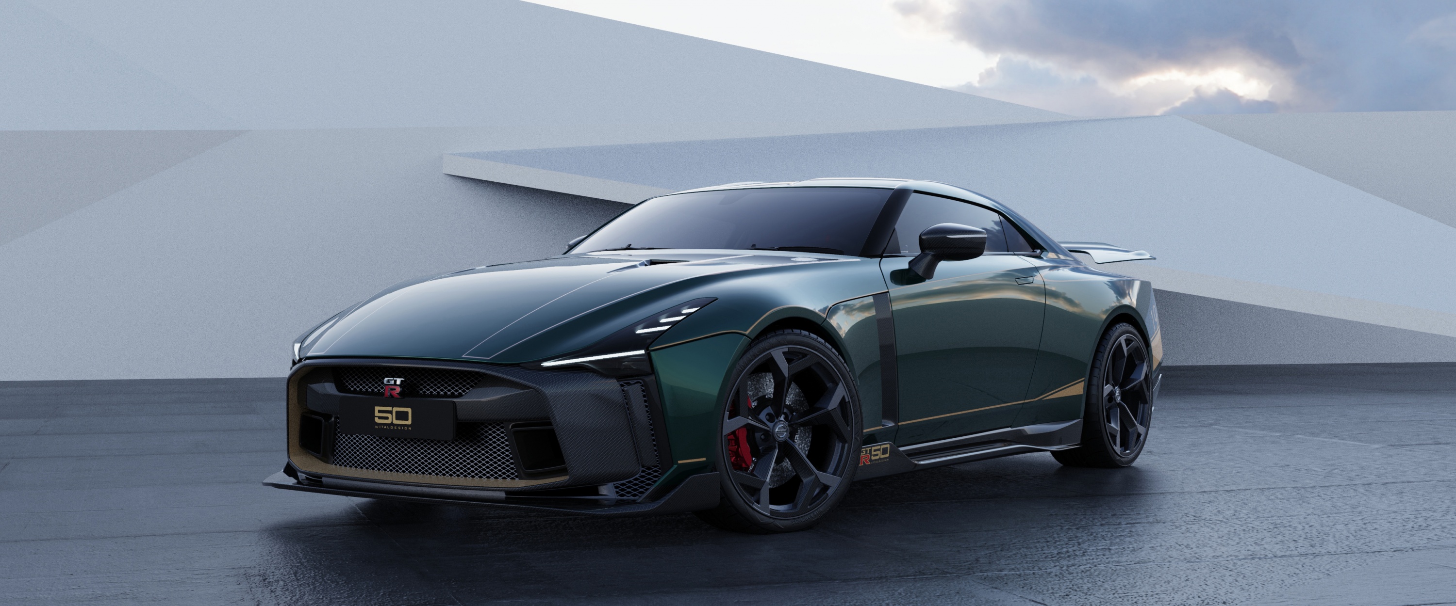 Nissan GT-R50 by Italdesign production rendering Green FR34-source.jpg