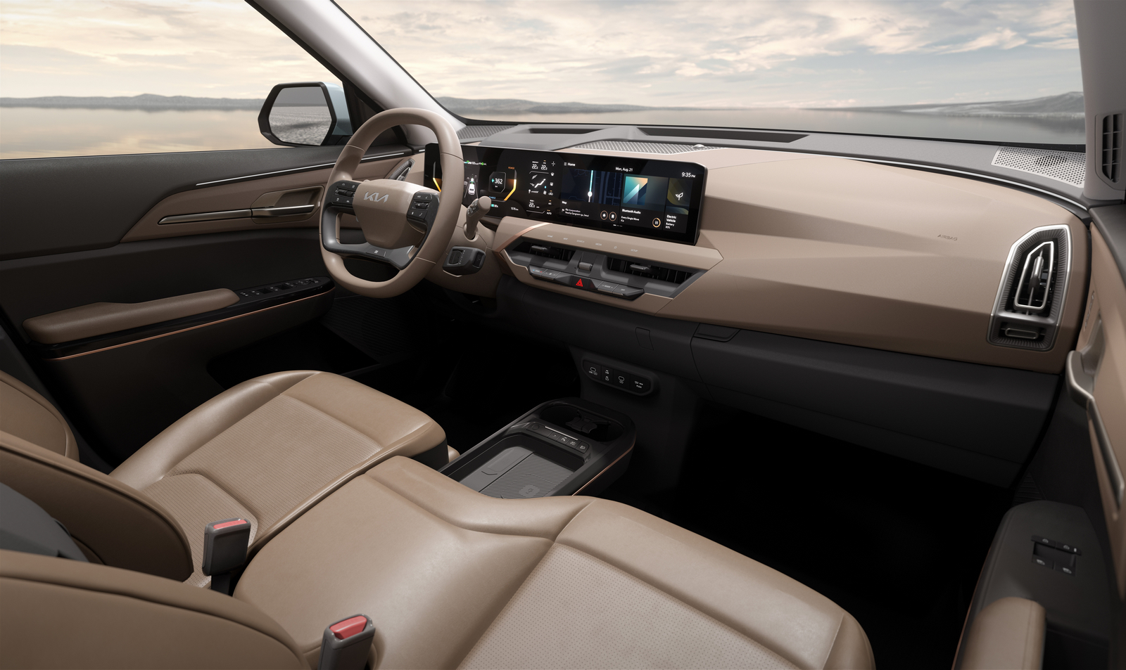 3. 源自EV9的設計靈感，EV5的內裝重新演譯了高質感的車艙氛圍與格局，寬敞的車室空間以家庭客廳般的感受為設計核心，駕駛介面採用全景寬顯示屏，為乘客提供卓越舒適的乘坐體驗。.jpg