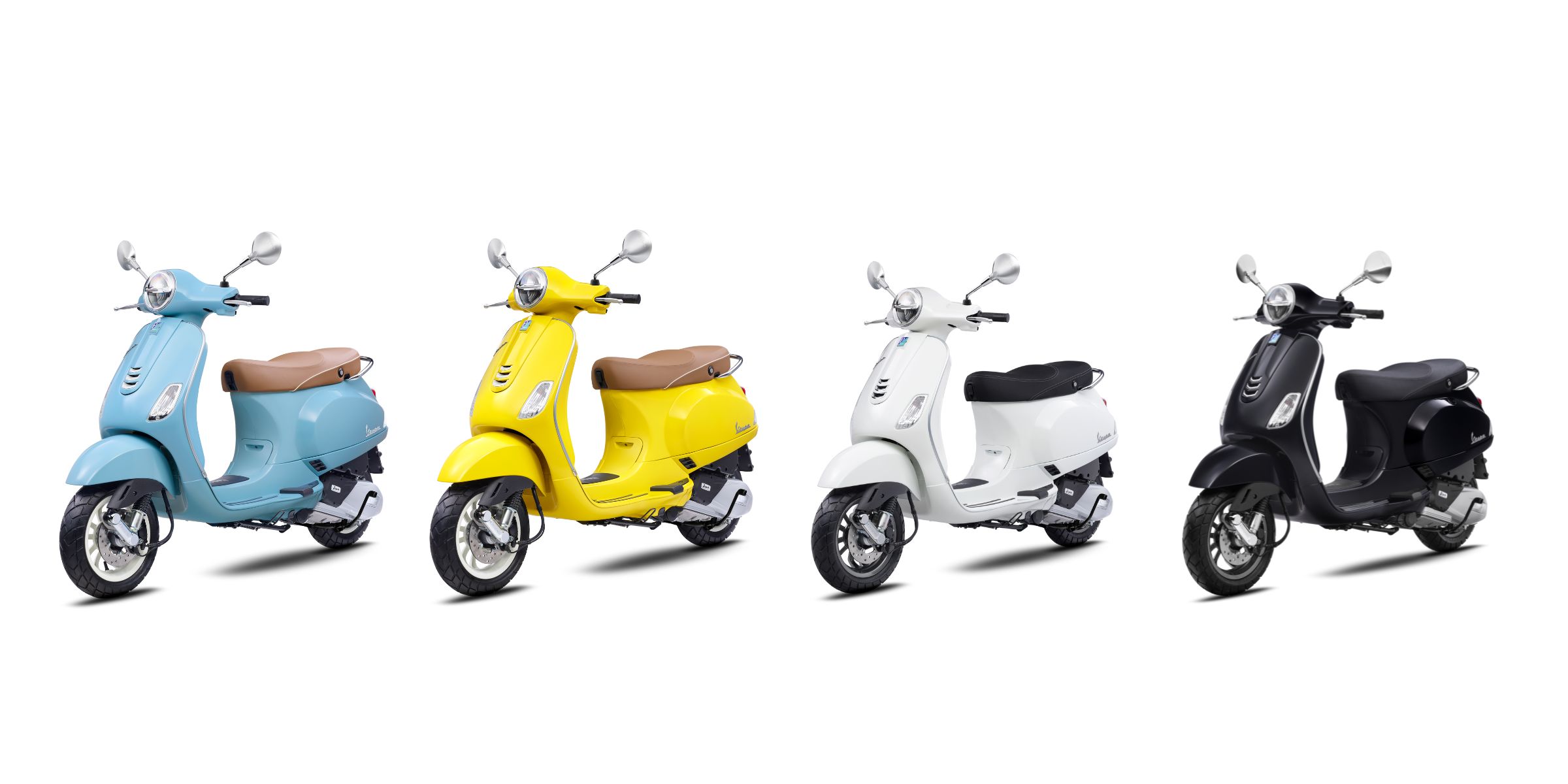 Vespa LX 125 (由左至右)天空藍、含羞草黃、雪地白、魅影黑.jpg